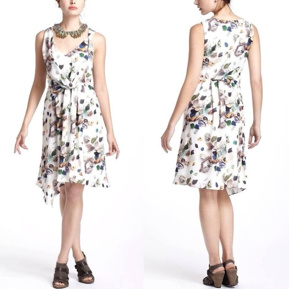 Anthropologie Meadow Rue Beach Treasures Dress Size 4 Drape Front